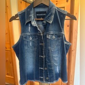 Maurices Dark Blue Sleeveless Denim Jacket